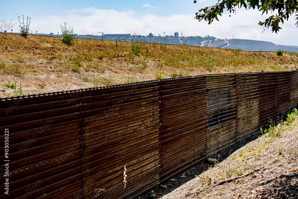 The US/Mexico border as seen from the San Diego side along the Tijuana River