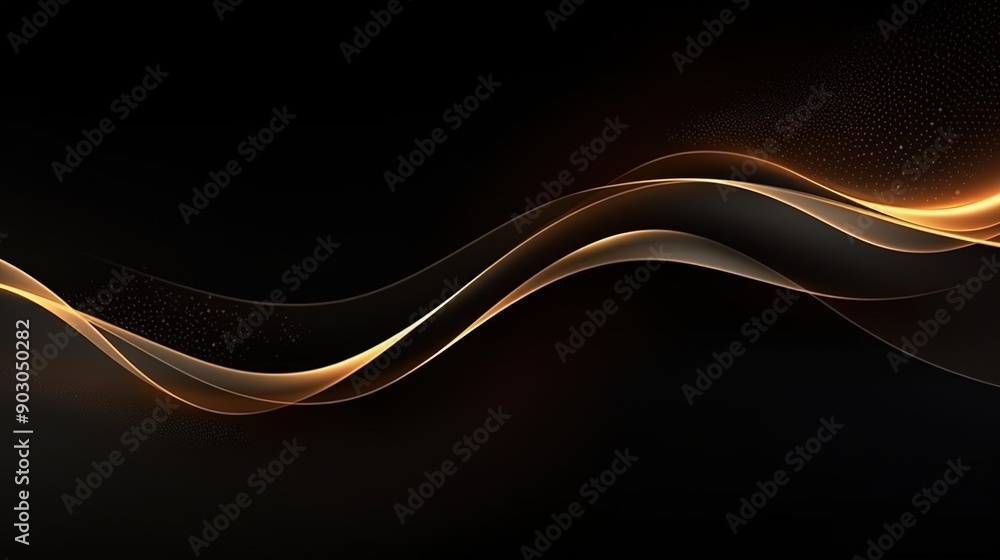 Fototapeta premium Abstract golden wave on black background.