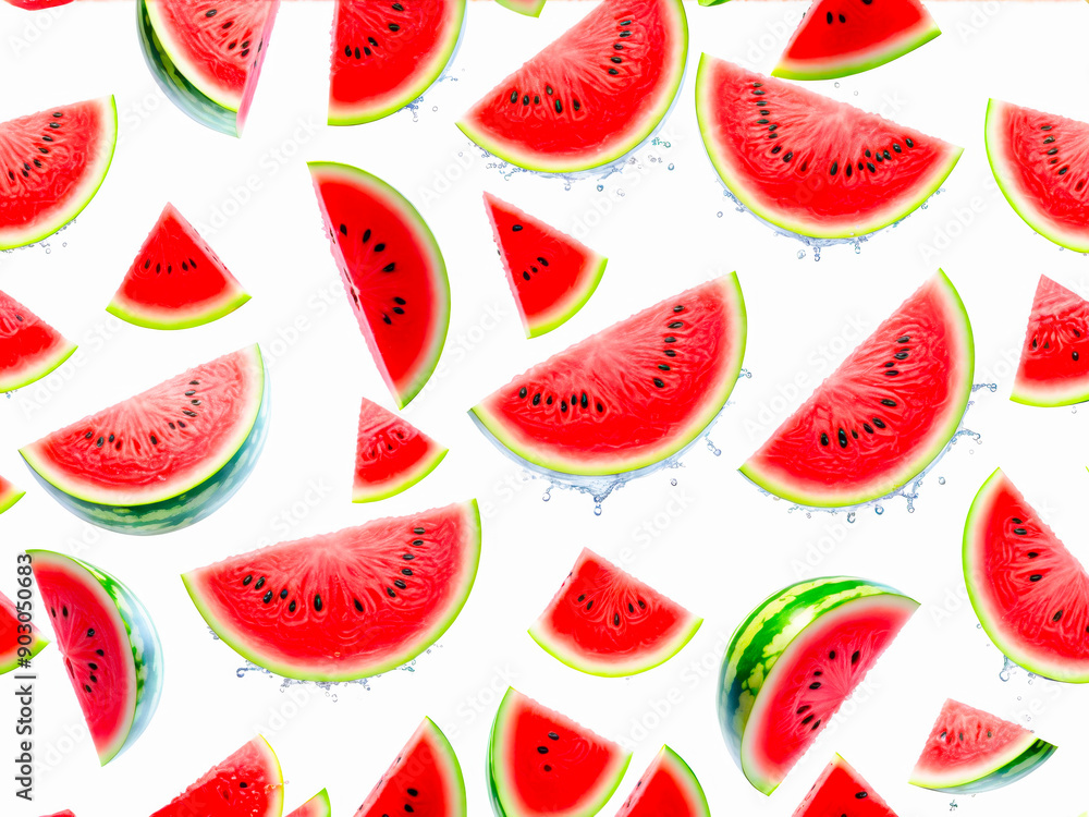Watermelon Slices with Splashing Water. Watermelon Slices with Splashing Water.
