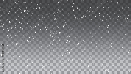 Snow and snowflakes on transparent background vector. Isolated on transparent background.