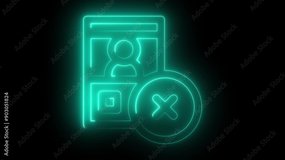 Neon User Profile Removal Icon Vector, Glowing Blue Symbol of User Account Deletion or Rejection for UI/UX Design Neon User Profile Removal Icon Vector, Glowing Blue Symbol of User Account Deletion or Rejection for UI/UX Design