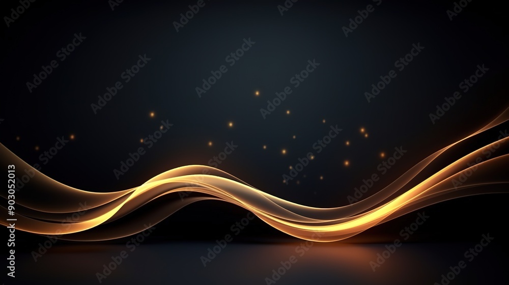 Abstract glowing waves on black background. Abstract glowing waves on black background.