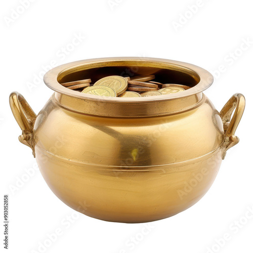 Golden Pot Filled with Coins, Wealth, Prosperity, and Abundance Symbolism photo