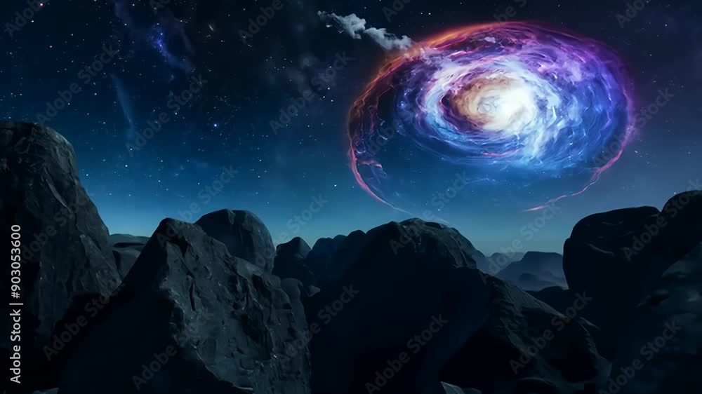 Exploring Cosmic Landscapes: A Journey Through a Distant Galactic Nebula at Night Exploring Cosmic Landscapes: A Journey Through a Distant Galactic Nebula at Night