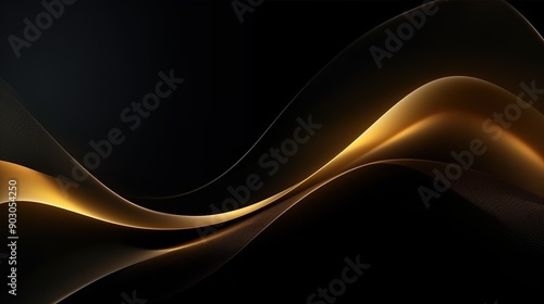 Abstract gold wave on black background.