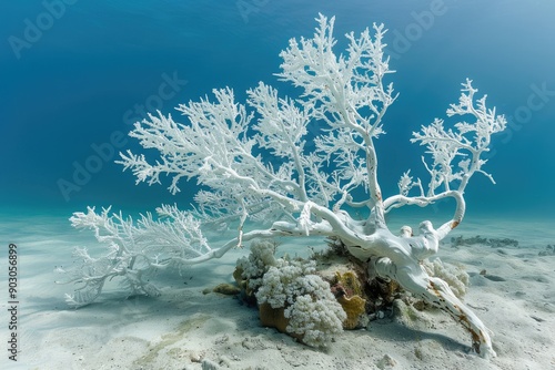 Bleached Coral. The Impact of Climate Change on Stony Coral Bleaching photo