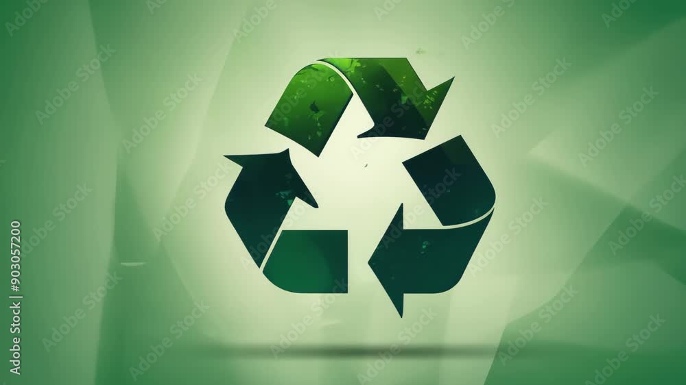 Green recycling symbol on abstract green Green recycling symbol on abstract green