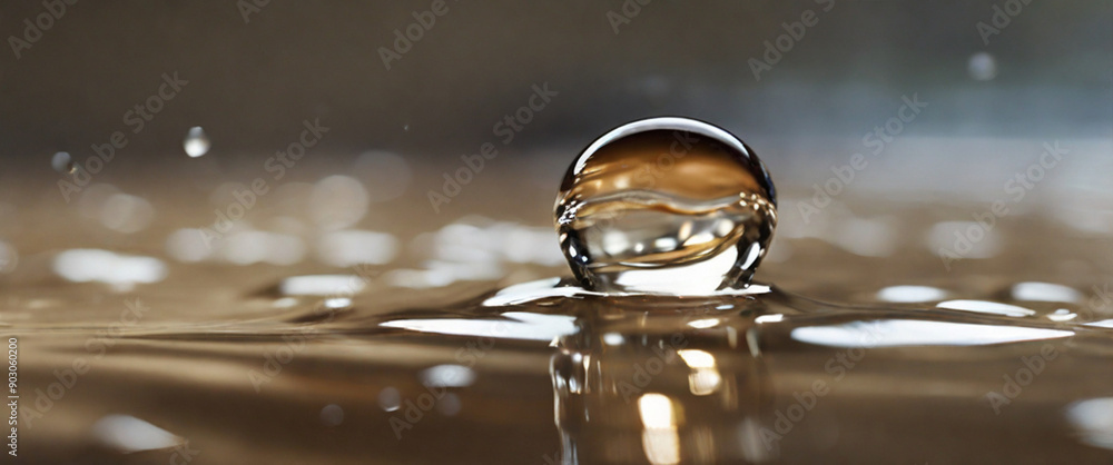 Extreme close-up of shimmering droplet of oil or water captures the exquisite fragility of the impending touch. Extreme close-up of shimmering droplet of oil or water captures the exquisite fragility of the impending touch.