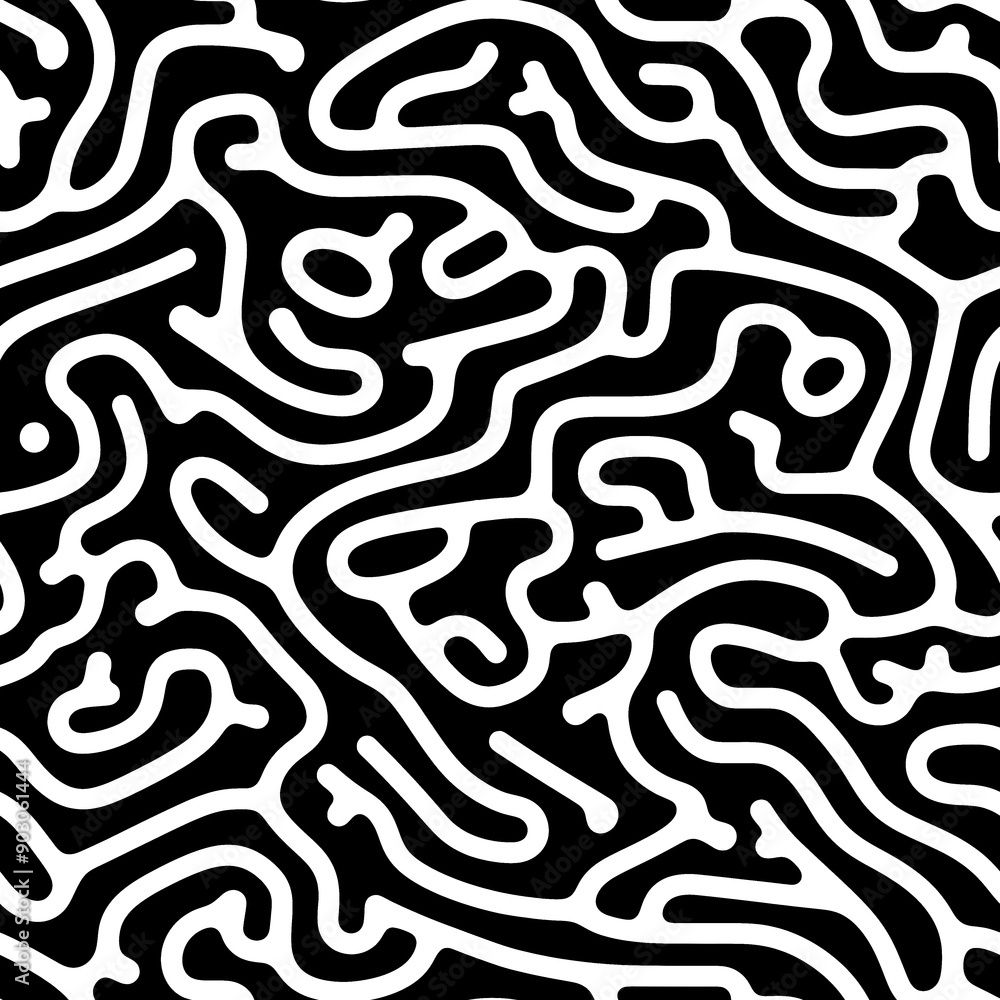 Seamless abstract pattern with curved lines, a maze. Design for fabric, Wallpaper, and cards . Monochrome ornament on a white background. Seamless abstract pattern with curved lines, a maze. Design for fabric, Wallpaper, and cards . Monochrome ornament on a white background.