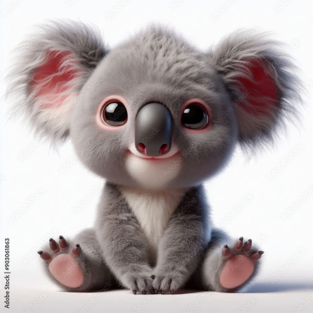 koala bear cub on white koala bear cub on white