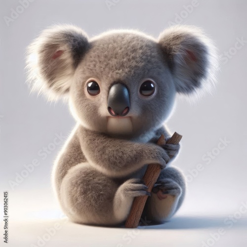 koala bear cub on white