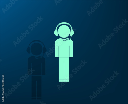 Vector illustration with shadow on blue background with gradient