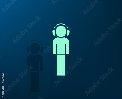 Vector illustration with shadow on blue background with gradient