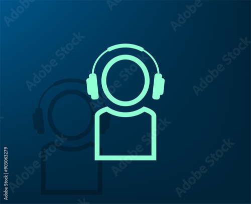 Vector illustration with shadow on blue background with gradient