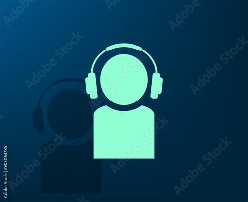 Vector illustration with shadow on blue background with gradient