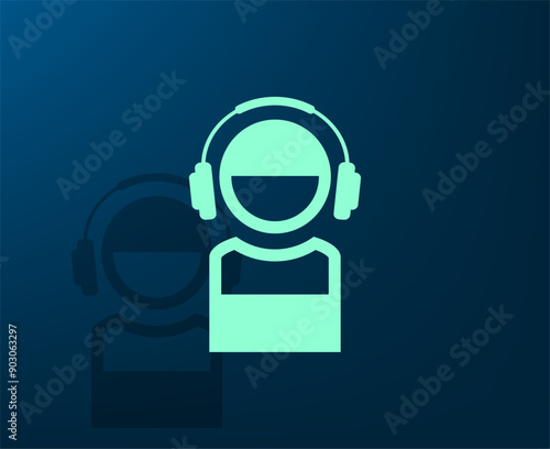 Vector illustration with shadow on blue background with gradient