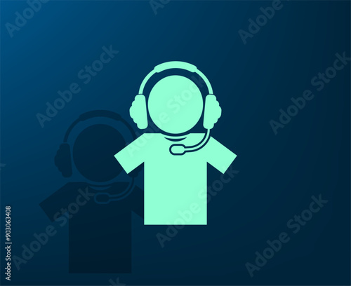 Vector illustration with shadow on blue background with gradient
