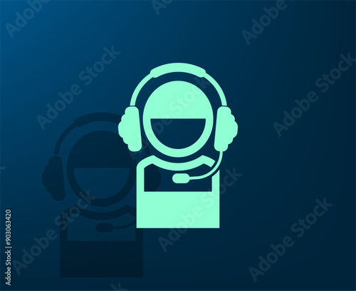 Vector illustration with shadow on blue background with gradient