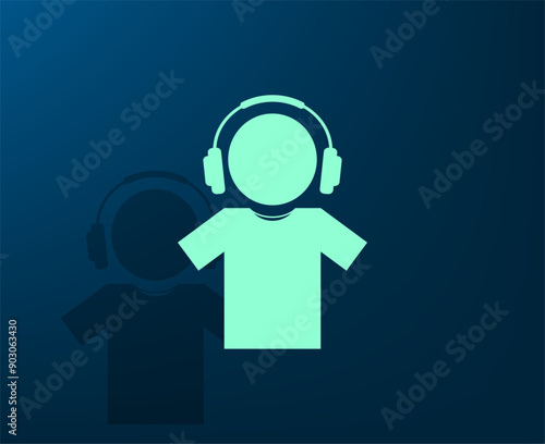 Vector illustration with shadow on blue background with gradient