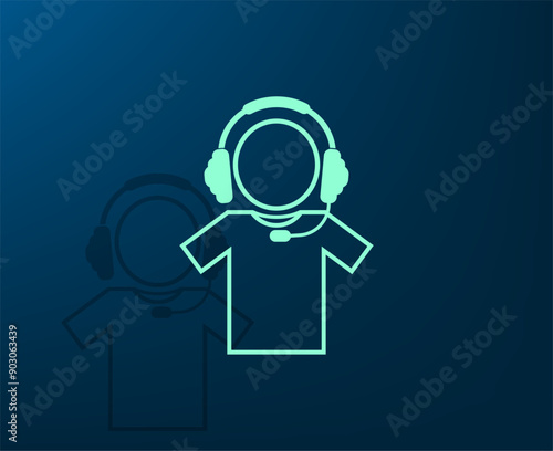 Vector illustration with shadow on blue background with gradient