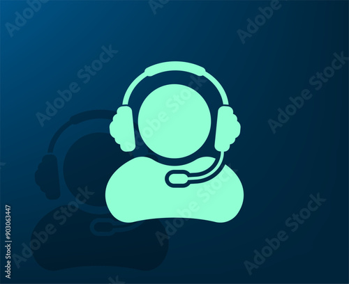 Vector illustration with shadow on blue background with gradient