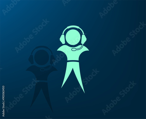 Vector illustration with shadow on blue background with gradient