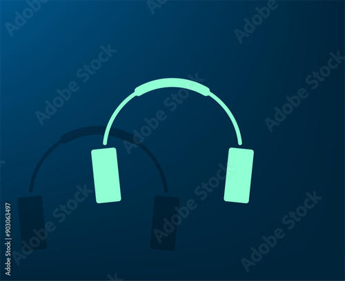 Vector illustration with shadow on blue background with gradient