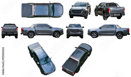 Different view of gray pick up truck