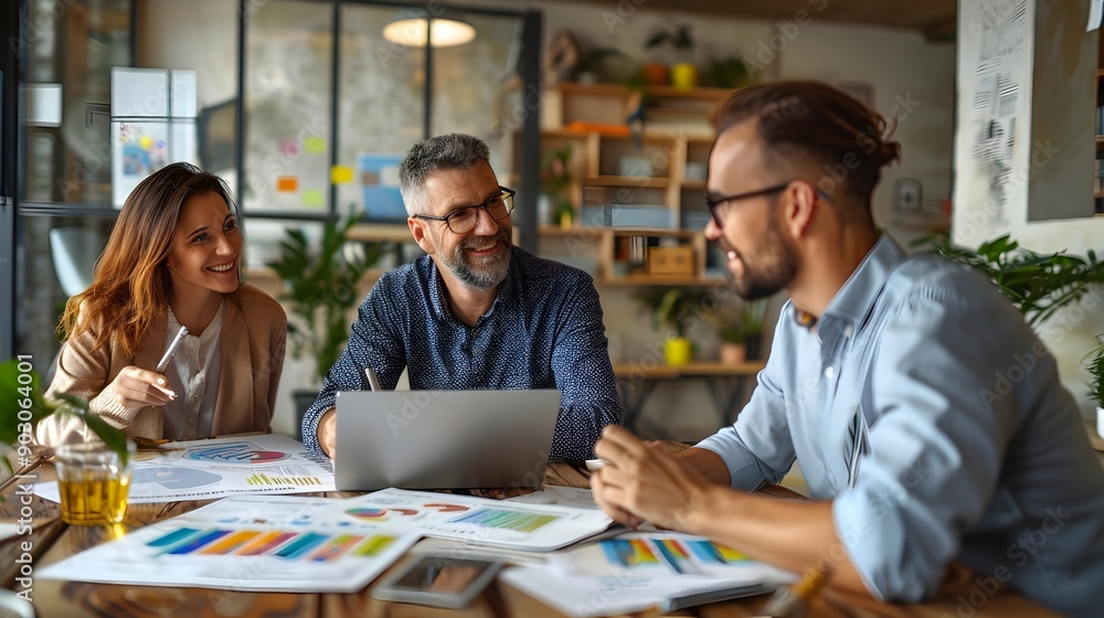 Financial Advisor Discussing Investment Strategies with Couple at Meeting Financial Advisor Discussing Investment Strategies with Couple at Meeting
