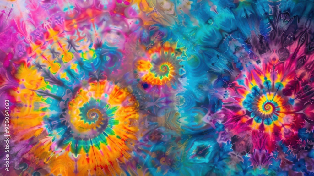 A vibrant tie-dye background with swirling, psychedelic colors and patterns, creating a lively and artistic backdrop A vibrant tie-dye background with swirling, psychedelic colors and patterns, creating a lively and artistic backdrop