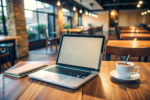 Wallpaper Mural laptop and coffe on nice desk Torontodigital.ca