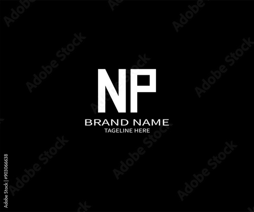 NP Letter Logo Design. Initial letters NP logo icon. Abstract letter NP N P minimal logo design template. N P Letter Design Vector with black Colors. NP logo