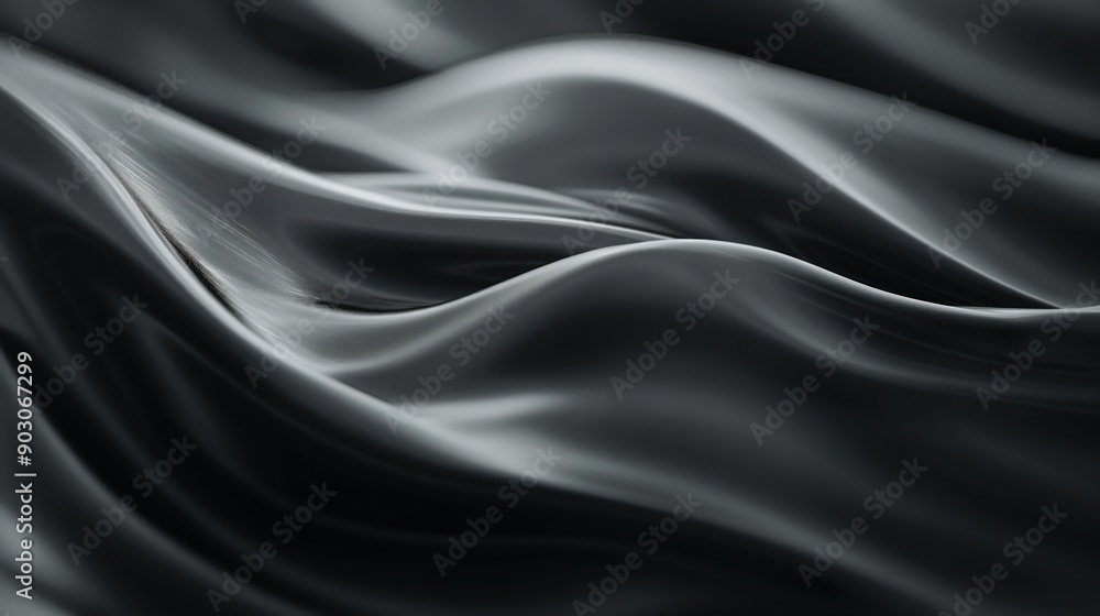 Abstract background with grey flowing wavy silk material. Generative AI Abstract background with grey flowing wavy silk material. Generative AI