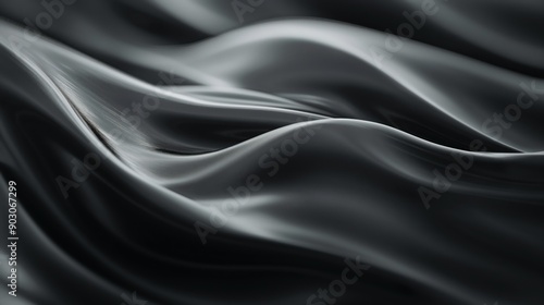 Abstract background with grey flowing wavy silk material. Generative AI