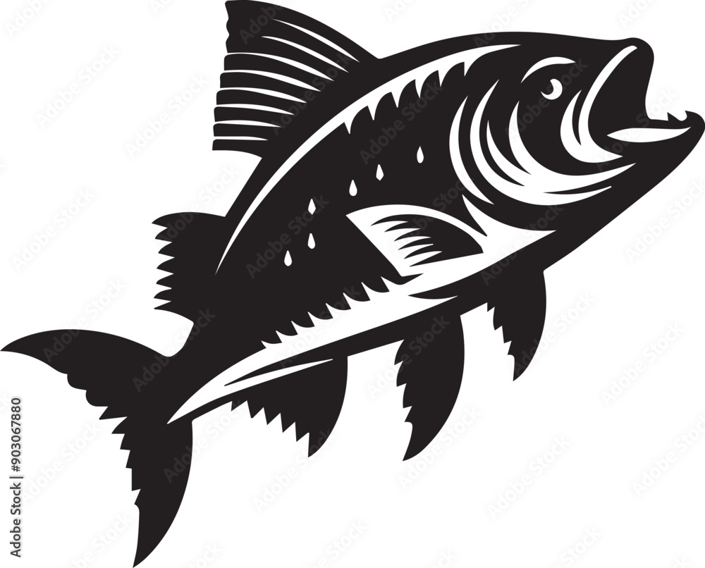 Fototapeta premium Piranha fish vector silhouette illustration