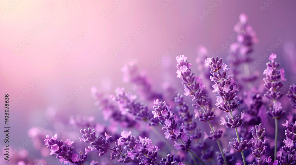Naklejka premium A serene background of lavender flowers with copy space, perfect for use in nature-themed designs and relaxation-related content.
