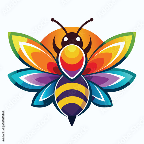 A vibrant and eye catching leaf bee logo design vector download