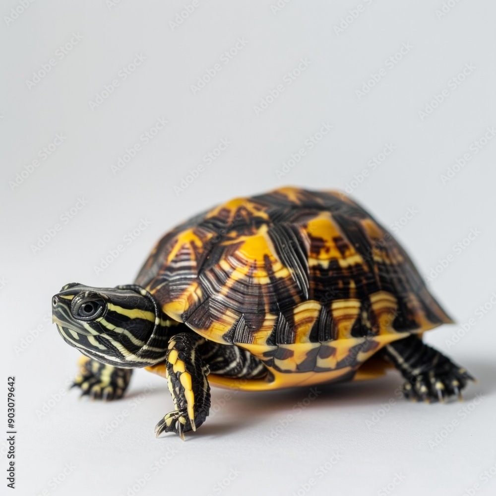 Obraz premium Hyperrealistic full shot natural look vivid color tonality photo of Turtle isolated on a white 