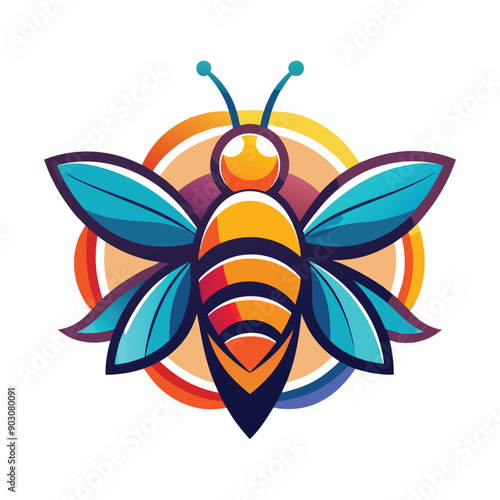 A vibrant and eye catching leaf bee logo design vector download