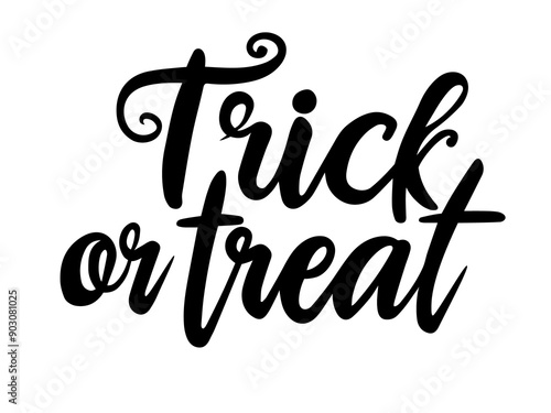 Lettering with a text Trick or Treat. Illustration on transparent background