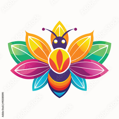 A vibrant and eye catching leaf bee logo design vector download