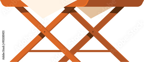 Wooden folding table covered with tablecloth, creating an inviting setting for outdoor dining, picnics, or events