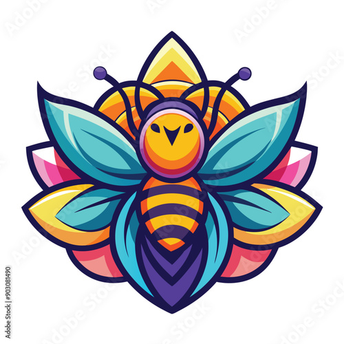 A vibrant and eye catching leaf bee logo design vector download