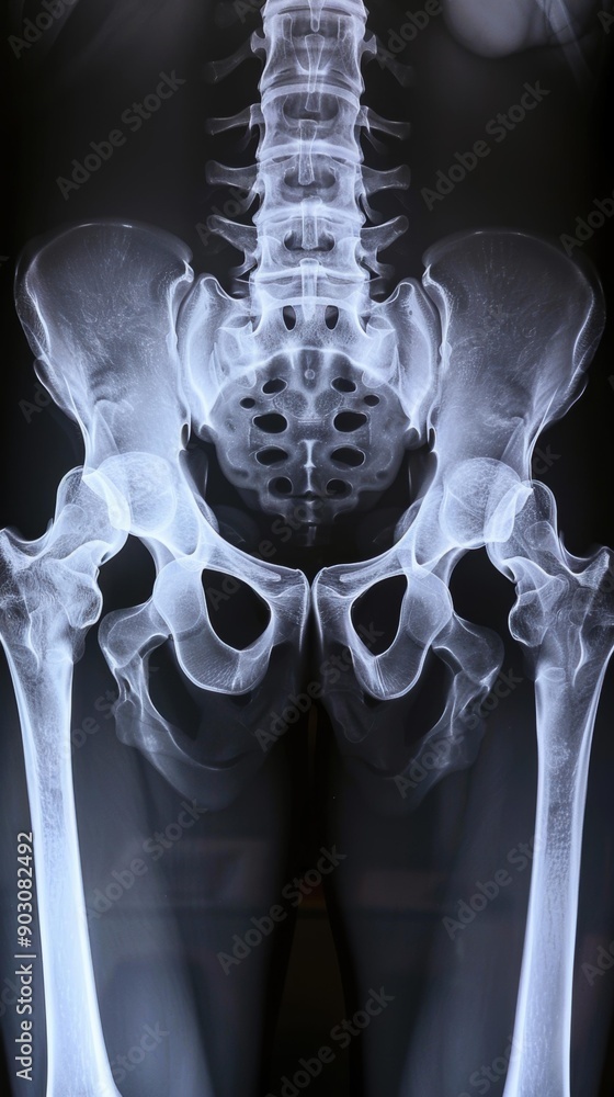 An x-ray image of the pelvis and lower spine. AI. Stock Illustration ...