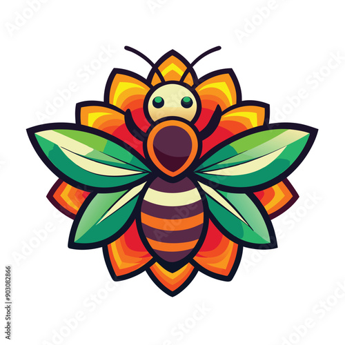 A vibrant and eye catching leaf bee logo design vector download