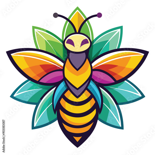 A vibrant and eye catching leaf bee logo design vector download