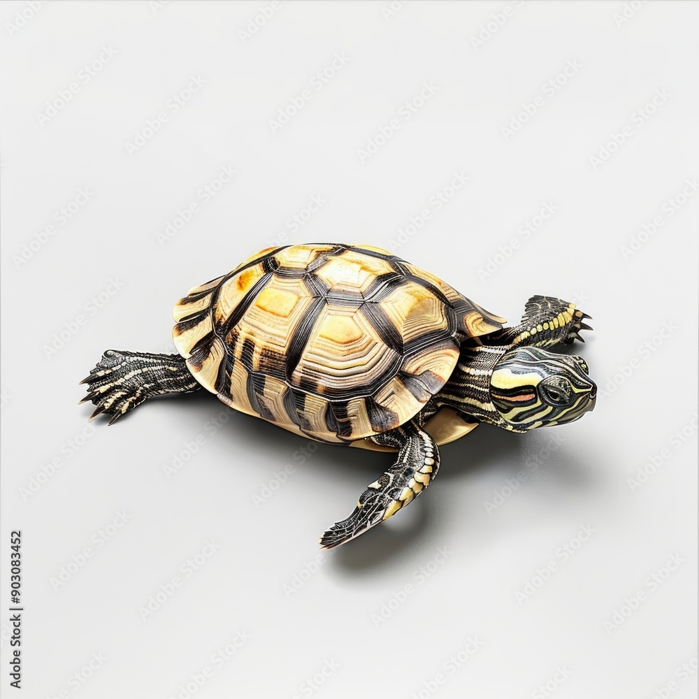Obraz premium Hyperrealistic full shot natural look vivid color tonality photo of Turtle isolated on a white 