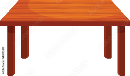 Empty wooden table with a rectangular top standing on four legs