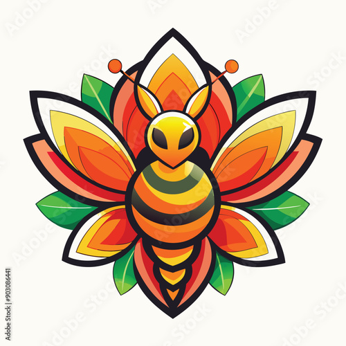 A vibrant and eye catching leaf bee logo design vector download