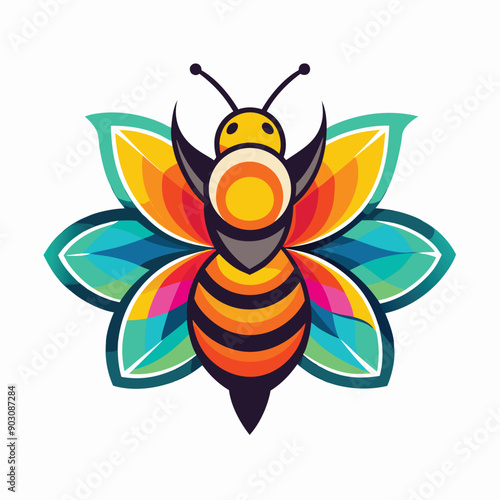 A vibrant and eye catching leaf bee logo design vector download